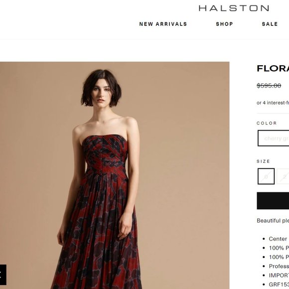 NWT Halston Strapless Floral Print Pleated Gown Maxi Dress - Picture 7 of 7